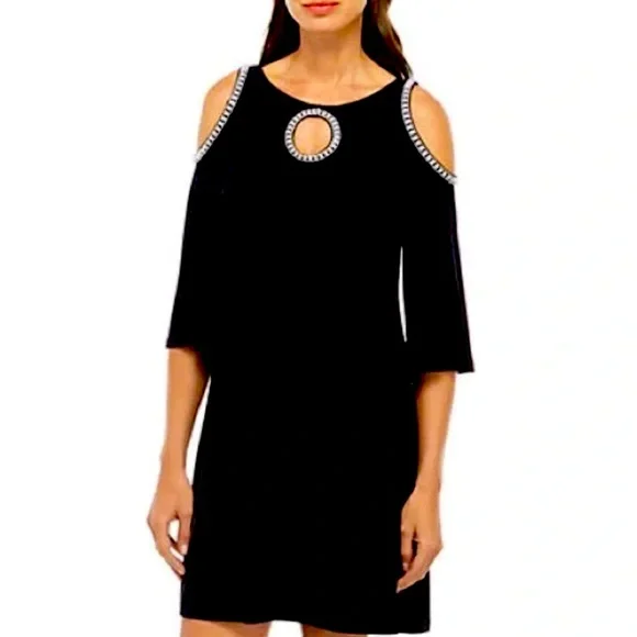 Msk Embellished Cold-Shoulder Dress - Black M